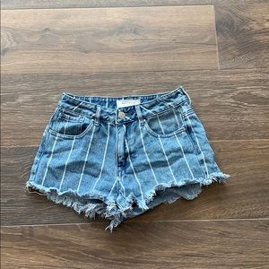 PacSun s23 blue and white striped high rise shorts